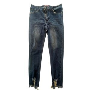 Bamboo Original Denim Women's Jeans Size 13 Dark Wash Distressed Raw Hem stretch